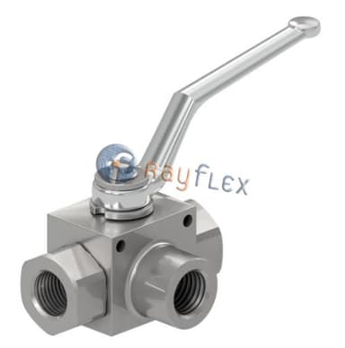 VÁLVULA DE BOLA 3 VÍAS "L" C/TALADROS DE FIJACIÓN